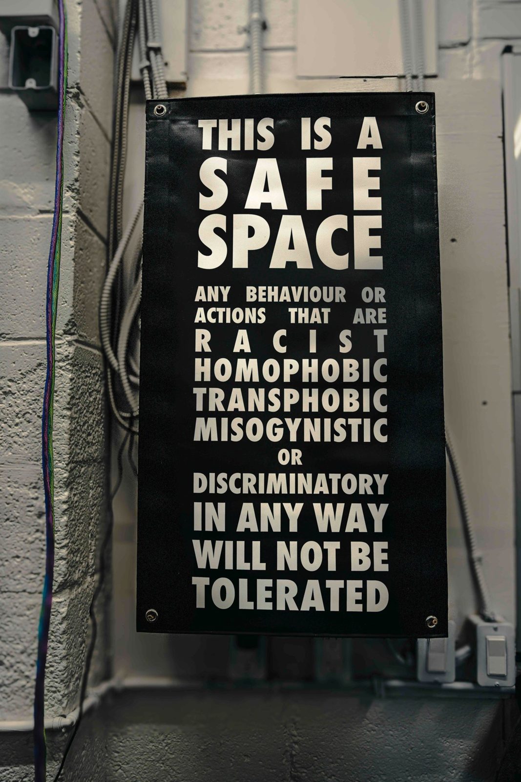 This is a safe space banner at Stay Gold